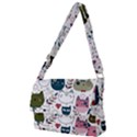 Pattern With Cute Cat Heads Full Print Messenger Bag (L) View1