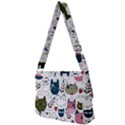 Pattern With Cute Cat Heads Full Print Messenger Bag (L) View2