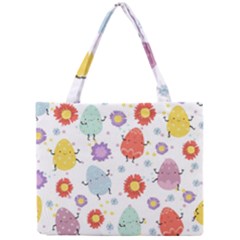 Easter Seamless Pattern With Cute Eggs Flowers Mini Tote Bag