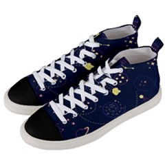 Cartoon-space-seamless-pattern-vectors Men s Mid-top Canvas Sneakers