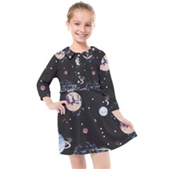 Cute-space Kids  Quarter Sleeve Shirt Dress