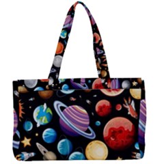 Background-with-many-planets-space Canvas Work Bag by Jancukart