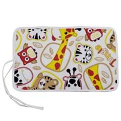 Vector-seamless-pattern-nice-animals-cartoon Pen Storage Case (l)