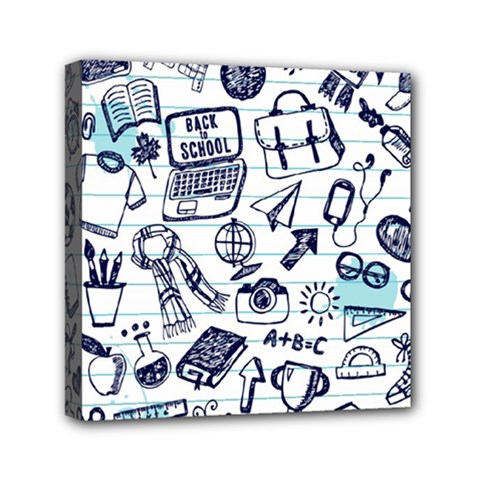 Hand-drawn-back-school-pattern Mini Canvas 6  X 6  (stretched)