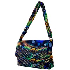 Peacock Feather Drop Full Print Messenger Bag (l) by artworkshop