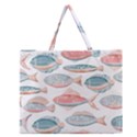 Hand-drawn-seamless-pattern-with-cute-fishes-doodle-style-pink-blue-colors Zipper Large Tote Bag View1