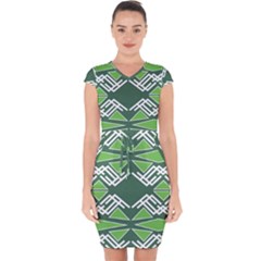 Abstract Pattern Geometric Backgrounds  Capsleeve Drawstring Dress 