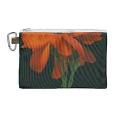 Red Geranium Over Black Background Canvas Cosmetic Bag (large)