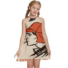 Catcher In The Rye Kids  Halter Collar Waist Tie Chiffon Dress