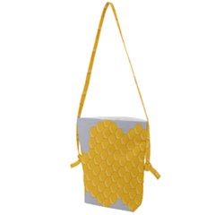 Hexagons Yellow Honeycomb Hive Bee Hive Pattern Folding Shoulder Bag by artworkshop