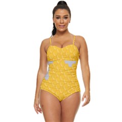 Hexagons Yellow Honeycomb Hive Bee Hive Pattern Retro Full Coverage Swimsuit