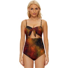 Space Science Knot Front One-piece Swimsuit