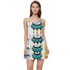 Vector-set-funny-robots-cartoon Short Frill Dress