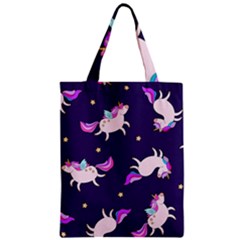 Fantasy-fat-unicorn-horse-pattern-fabric-design Zipper Classic Tote Bag