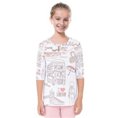 I Love London Drawing Kids  Quarter Sleeve Raglan Tee