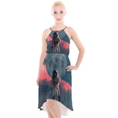 Astronaut-moon-space-nasa-planet High-low Halter Chiffon Dress  by Jancukart