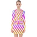 Abstract-lines-mockup-oblique V-neck Bodycon Long Sleeve Dress View1