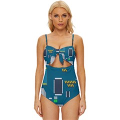 Amphisbaena Two Platform Dtn Node Vector File Knot Front One-piece Swimsuit