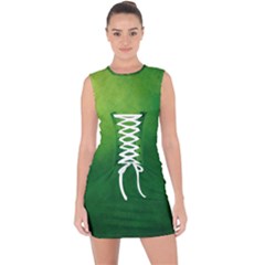 Light Green Abstract Lace Up Front Bodycon Dress