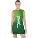 Light Green Abstract Lace Up Front Bodycon Dress View1