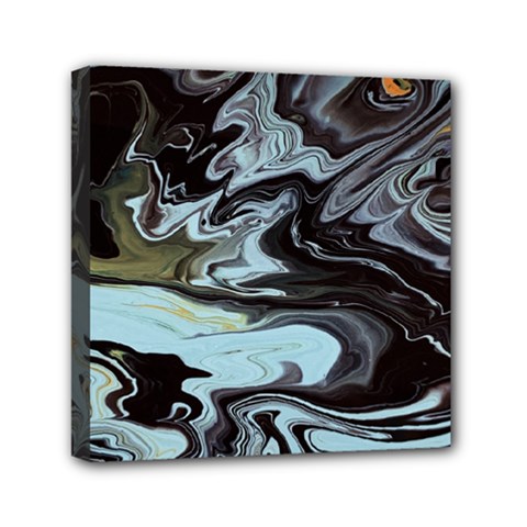 Abstract Painting Black Mini Canvas 6  X 6  (stretched)