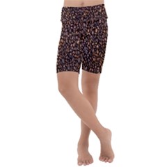 Coffee Beans Food Texture Kids  Lightweight Velour Cropped Yoga Leggings by artworkshop