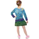 A Very Very Starry Night Kids  Long Sleeve Velvet Dress View2