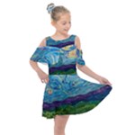 A Very Very Starry Night Kids  Shoulder Cutout Chiffon Dress