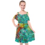 Underwater Summer Kids  Cut Out Shoulders Chiffon Dress