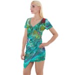 Underwater Summer Short Sleeve Asymmetric Mini Dress