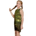 Nature Greenforest Trees Tree Landscape Kids  Halter Collar Waist Tie Chiffon Dress View2