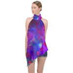 Galaxy Now  Halter Asymmetric Satin Top