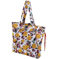 Pumpkin Fruit Flower Pattern Drawstring Tote Bag by Ravend