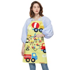 Seamless Pattern Vector Industrial Vehicle Cartoon Pocket Apron by Jancukart