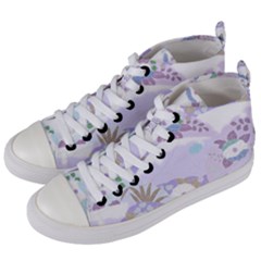 Purple Japanese Pattern Texture Violet Textile Women s Mid-top Canvas Sneakers by danenraven