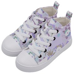 Purple Japanese Pattern Texture Violet Textile Kids  Mid-top Canvas Sneakers by danenraven