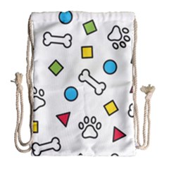 Dog Paw Seamless Pattern Footprint Bone Drawstring Bag (large)