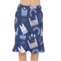 Colorful-cute-cats-seamless-pattern Short Mermaid Skirt