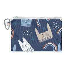 Colorful-cute-cats-seamless-pattern Canvas Cosmetic Bag (large)