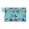 Seamless-pattern-nautical-icons-cartoon-style Canvas Cosmetic Bag (Large) View1