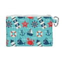 Seamless-pattern-nautical-icons-cartoon-style Canvas Cosmetic Bag (Large) View2