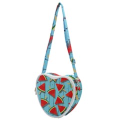 Blue Watermelon Popsicle  Heart Shoulder Bag by ConteMonfrey