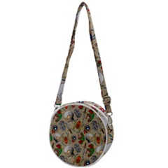 Tattoo Pattern Crossbody Circle Bag by Wegoenart