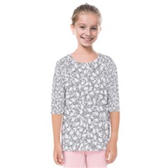 Bacterias Drawing Black And White Pattern Kids  Quarter Sleeve Raglan Tee