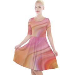 Gradient Pink Yellow Quarter Sleeve A-line Dress