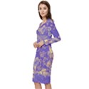 Flowers Petals Bouquet Stem Floral Pattern Long Sleeve V-Neck Bodycon Dress  View2