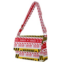 Yellow Black Warning Line Full Print Messenger Bag (l)