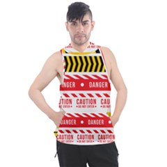 Yellow Black Warning Line Men s Sleeveless Hoodie