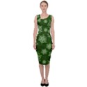 Snowflakes And Star Patterns Green Snow Sleeveless Pencil Dress View1