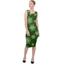 Snowflakes And Star Patterns Green Snow Sleeveless Pencil Dress View3